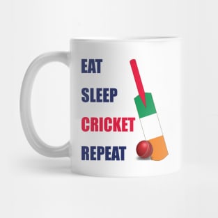 Eat Sleep Cricket Repeat Ireland Flag Cricket Bat Mug